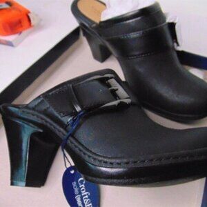 CROFT & BARROW Black Sensibility Lila Slide Mule Clog with Buckle Detail size 7